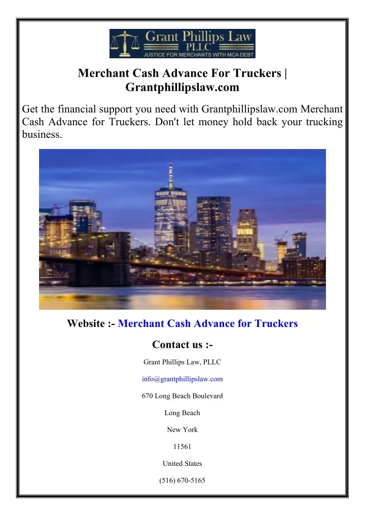 merchant cash advance for truckers