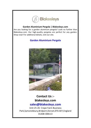 Garden Aluminium Pergola    Blakesleys.com