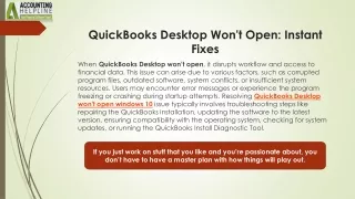 QuickBooks Desktop Won't Open in Windows 10? Follow These Steps
