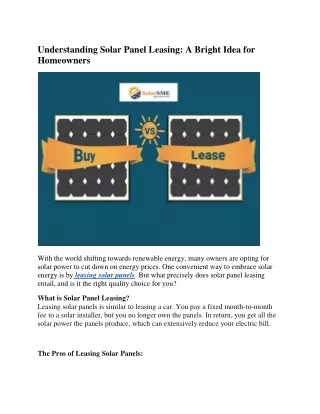 understanding solar panel leasing a bright idea