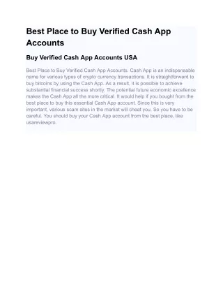 Best Place to Buy Verified Cash App Accounts