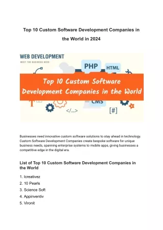 top 10 custom software development companies in