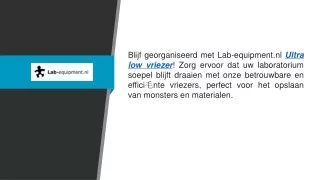 Ultra low vriezer  Lab-equipment.nl