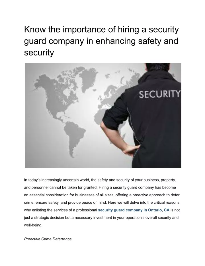 know the importance of hiring a security guard