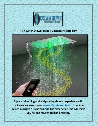 Rain Water Shower Head | Cascadashowers.com