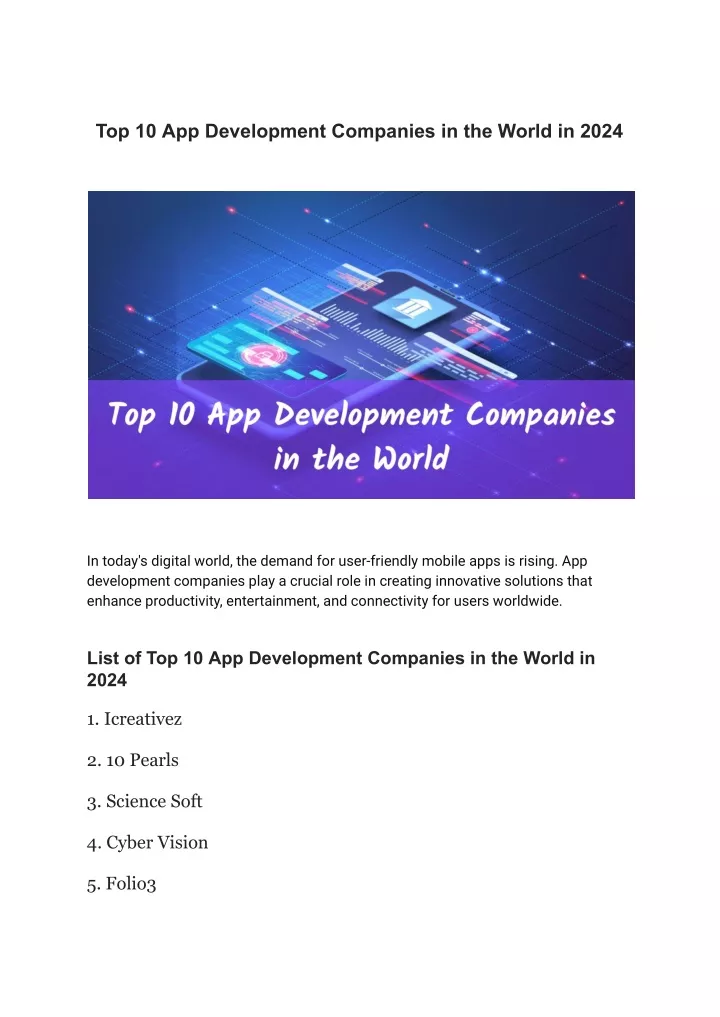 top 10 app development companies in the world