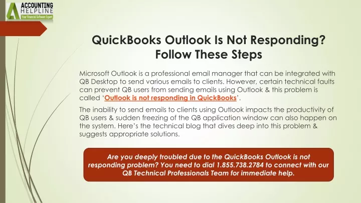 quickbooks outlook is not responding follow these steps