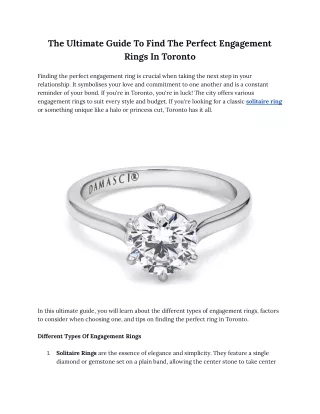 The Ultimate Guide To Find The Perfect Engagement Rings In Toronto