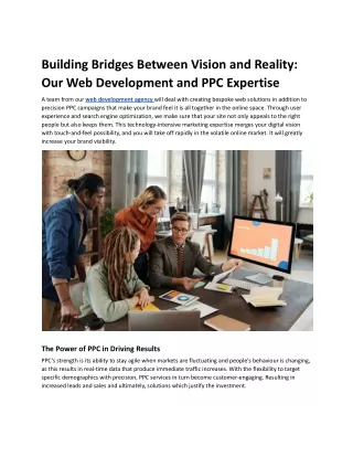 Building Bridges Between Vision and Reality: Our Web Development and PPC Experti