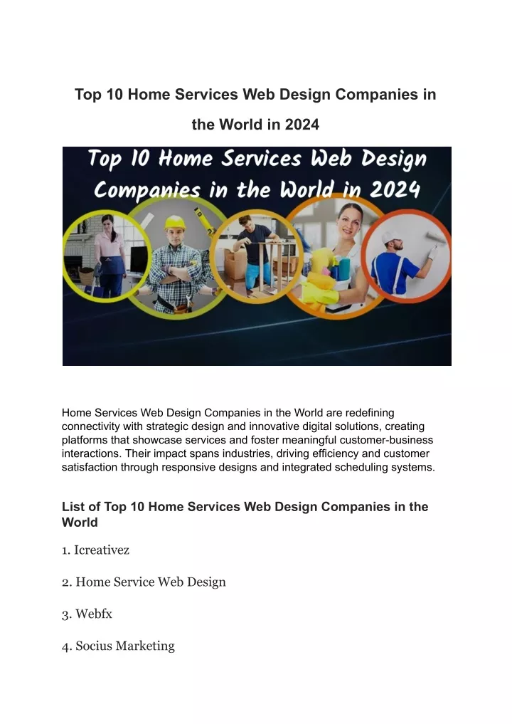 top 10 home services web design companies in