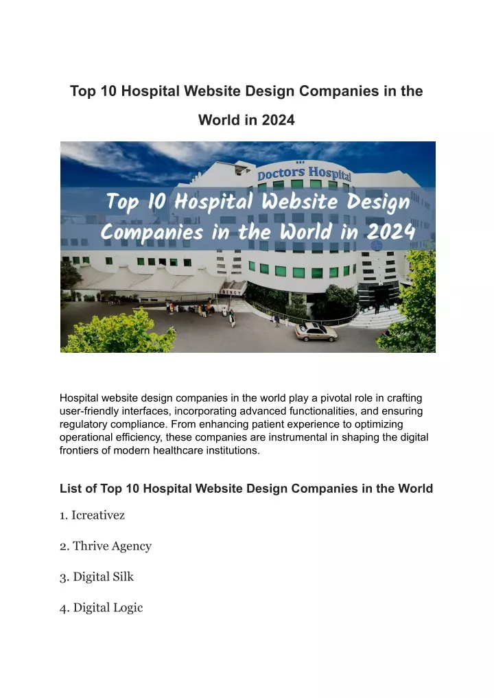 top 10 hospital website design companies in the