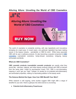 Alluring Allure- Unveiling the World of CBD Cosmetics