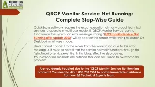 How to Fix QBCFmonitorService Not Running after update 2022