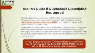 Last Chance to Renew Quickbooks subscription has lapsed 2021