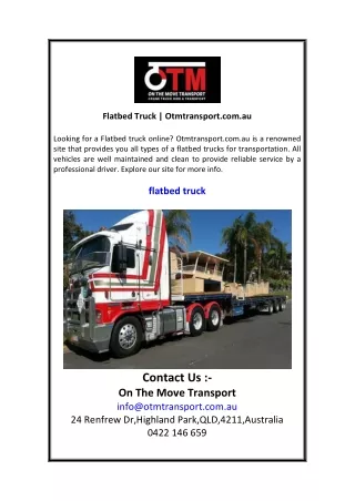 Flatbed Truck  Otmtransport.com.au
