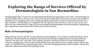 Enhance Your Beauty with Expert Dermatologist in San Bernardino