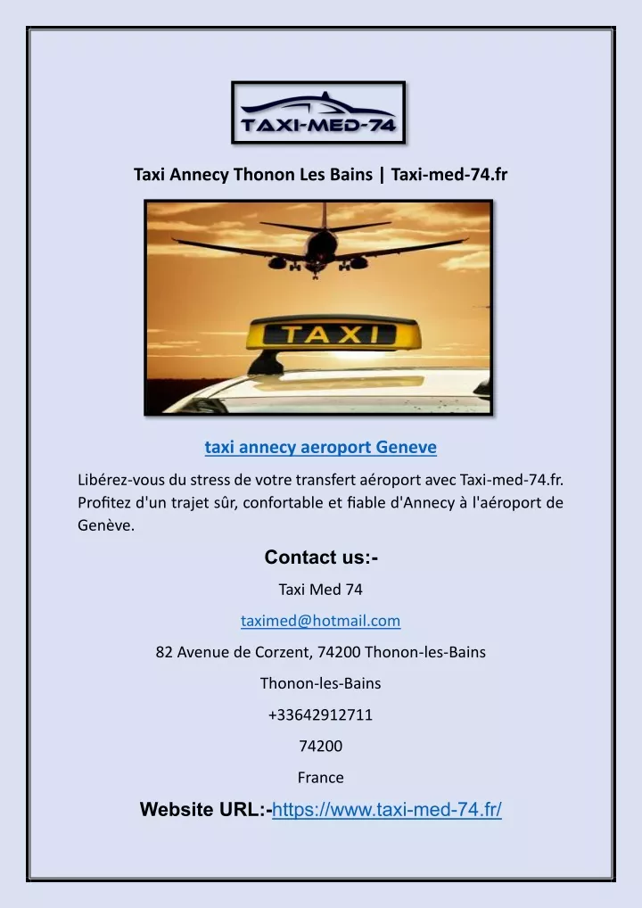 taxi annecy thonon les bains taxi med 74 fr