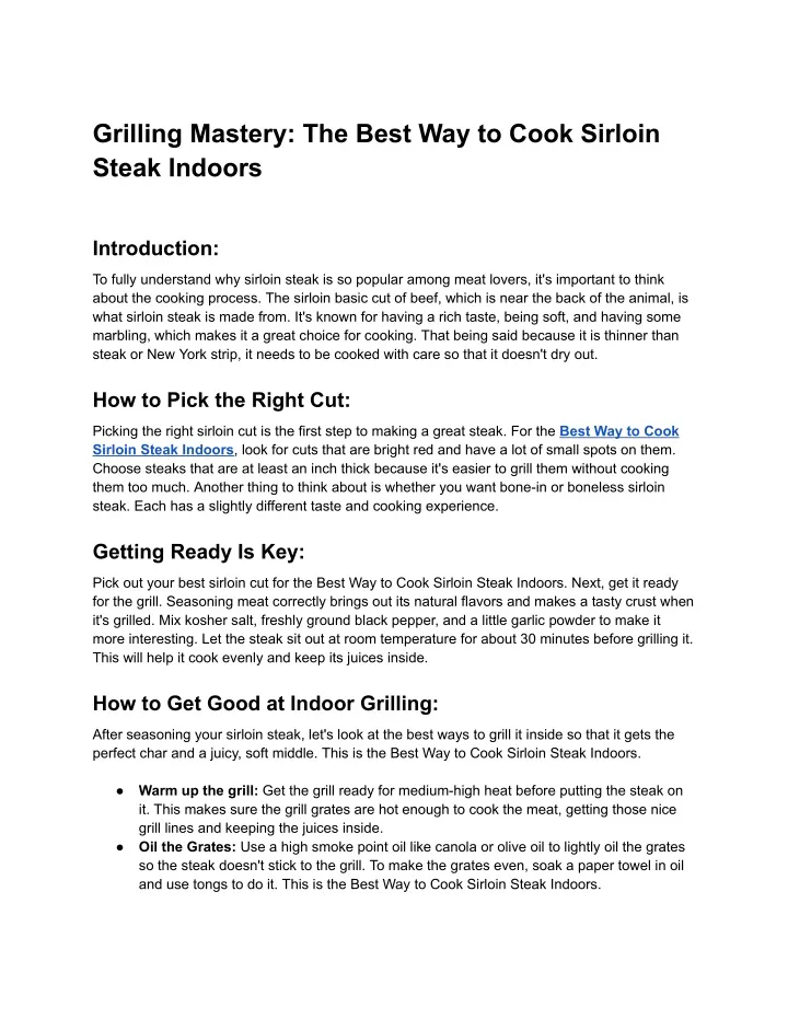 grilling mastery the best way to cook sirloin