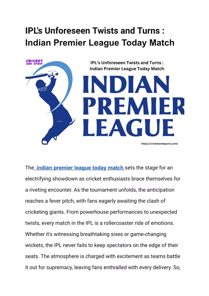 ipl s unforeseen twists and turns indian premier
