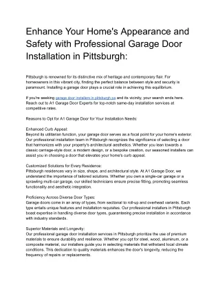 Garage Door Installation in Pittsburgh_