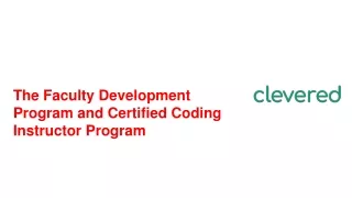 The Faculty Development Program and Certified Coding Instructor Program