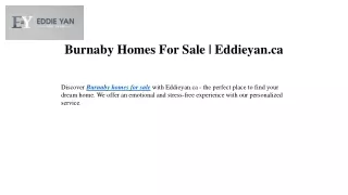 Burnaby Homes For Sale Eddieyan.ca