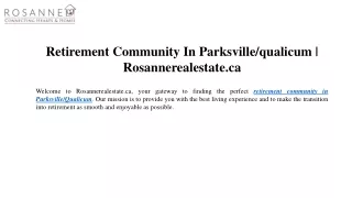 Retirement Community In Parksville,qualicum Rosannerealestate.ca