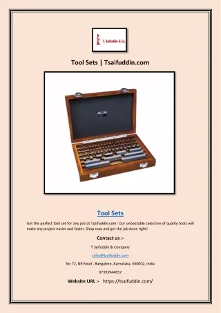 Tool Sets | Tsaifuddin.com