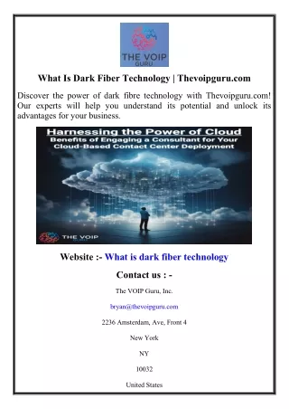 What Is Dark Fiber Technology  Thevoipguru.com