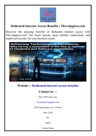 Dedicated Internet Access Benefits  Thevoipguru.com