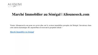 Marché Immobilier au Sénégal Aliouneseck.com