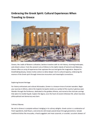 Embracing the Greek Spirit Cultural Experiences When Traveling to Greece