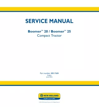 New Holland Boomer 20 Compact Tractor Service Repair Manual