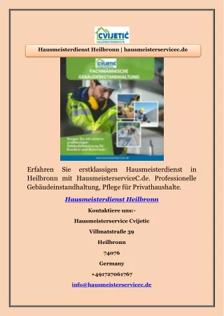 Hausmeisterdienst Heilbronn | hausmeisterservicec.de