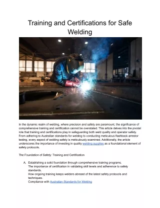 Training and Certifications for Safe Welding