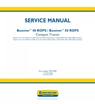 New Holland Boomer 40 ROPS Compact Tractor Service Repair Manual