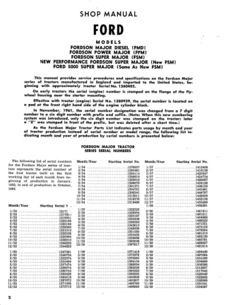 Ford 5000 Super Major Tractor Service Repair Manual