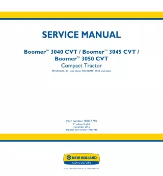 New Holland Boomer 3050 CVT Compact Tractor Service Repair Manual
