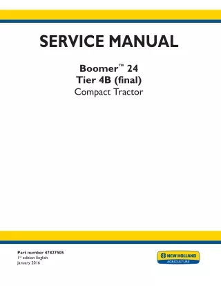 New Holland Boomer™ 24 Tier 4B (final) Compact Tractor Service Repair Manual