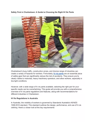 Safety First in Charlestown A Guide to Choosing the Right Hi Vis Pants
