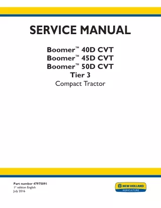New Holland Boomer™ 40D CVT Tier 3 Compact Tractor Service Repair Manual