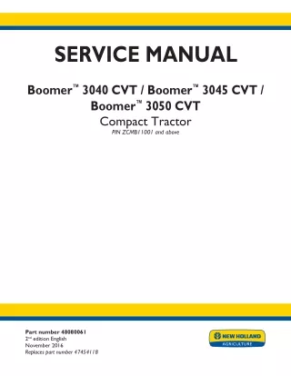 New Holland Boomer™ 3040 CVT Compact Tractor Service Repair Manual [ZCMB11001 - ]