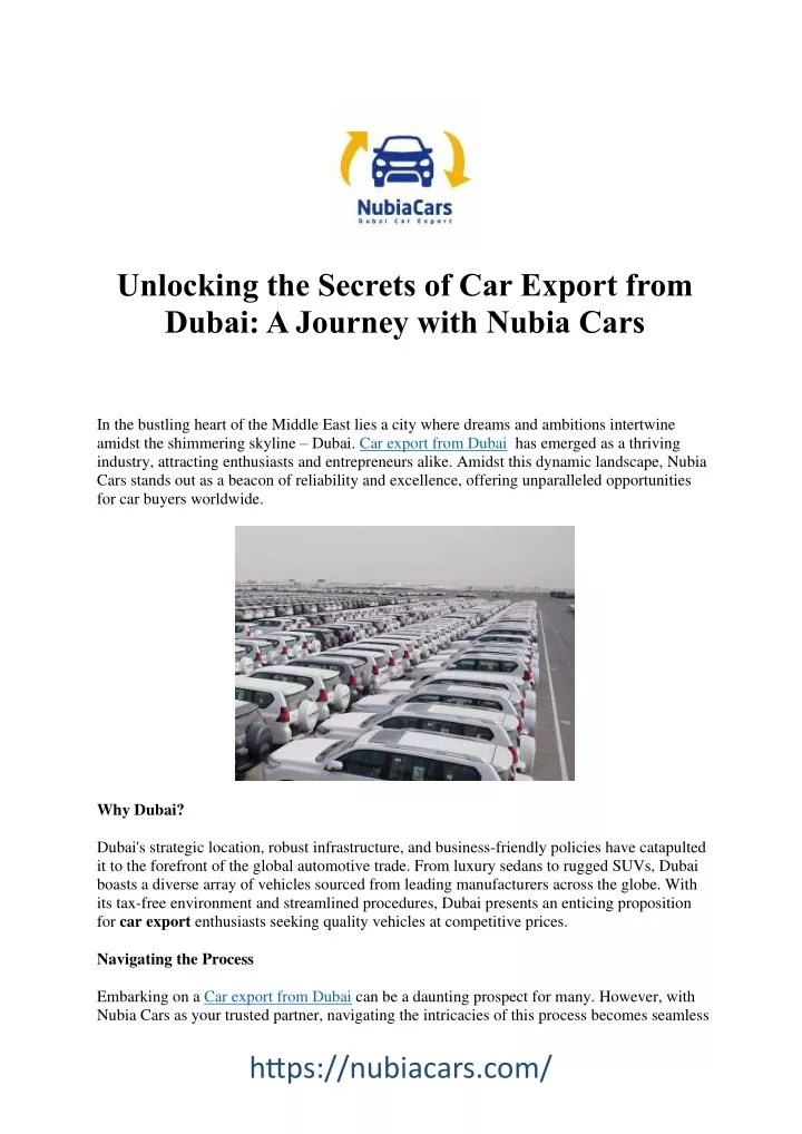 unlocking the secrets of car export from dubai