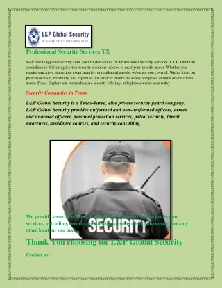 Professional Security Services TX Pdf