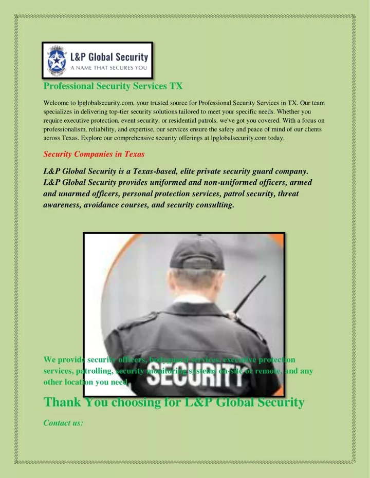 professional security services tx