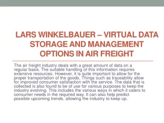 Lars Winkelbauer – Virtual Data Storage and Management Options in Air Freight