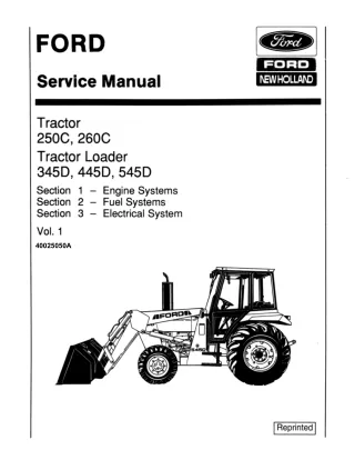 Ford New Holland 345D Tractor Loader Service Repair Manual