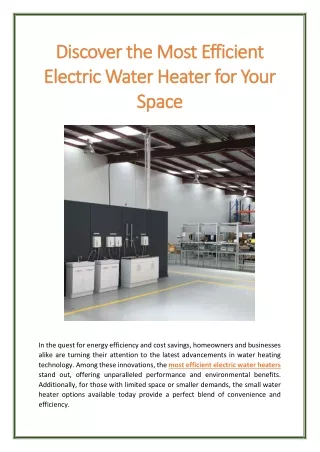 Discover the Most Efficient Electric Water Heater for Your Space