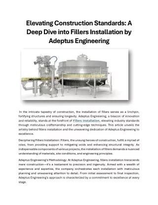 A Deep Dive into Fillers Installation by Adeptus Engineering