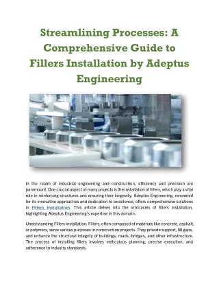 A Comprehensive Guide to Fillers Installation by Adeptus Engineering